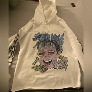 Large white graphic hoodie